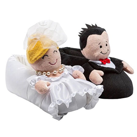 Twigy GG0549 Tw Gelin Damat Siyah/Beyaz Hayvan Figürlü Kadın Panduf