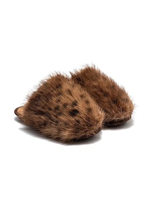 Twigy Ella Peluş Kadın Ev Terliği Leopar-Kahverengi 37/41