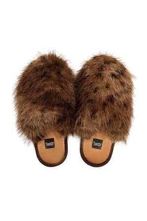 Twigy Ella Peluş Kadın Ev Terliği Leopar-Kahverengi 37/41