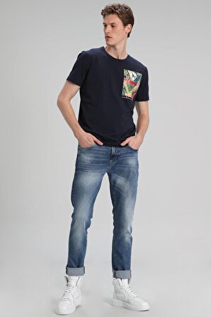 Monato Modern Grafik T- Shirt Lacivert