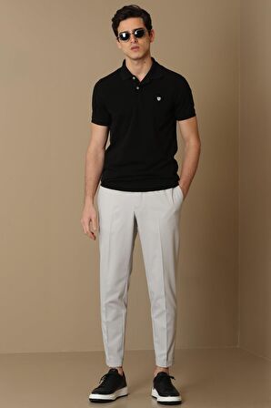 Laon Spor Polo Yaka Erkek Tişört Siyah