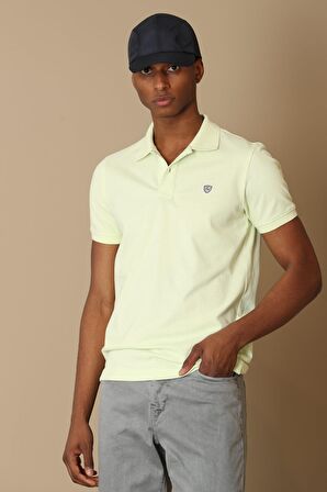 Laon Spor Polo Yaka Erkek Tişört Açık Sarı