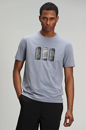 Lufian Erkek Chrıst Modern Grafik T-Shirt 627111020114 Koyu Gri