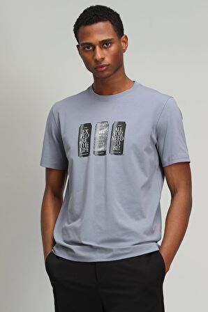 Lufian Erkek Chrıst Modern Grafik T-Shirt 627111020114 Koyu Gri