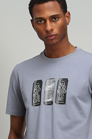 Lufian Erkek Chrıst Modern Grafik T-Shirt 627111020114 Koyu Gri