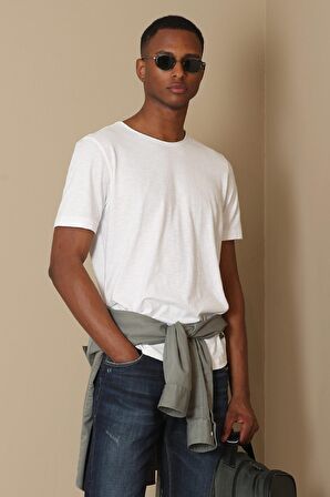 Lufian Erkek Junya Basic T-Shirt 627111020134 Beyaz