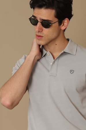 Laon Spor Polo Yaka Erkek Tişört Taş