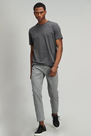 Lufian Erkek Sarder Basic T-Shirt 627111020136 Antrasit