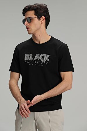 Lufian Erkek Tow Modern Grafik T-Shirt 627111020137 Siyah