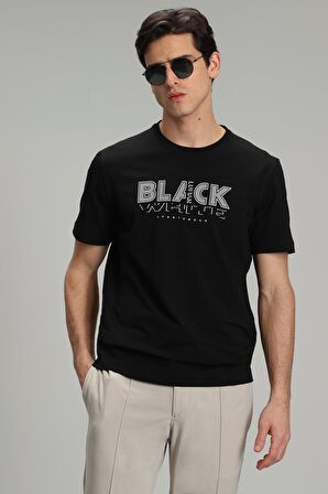 Lufian Erkek Tow Modern Grafik T-Shirt 627111020137 Siyah