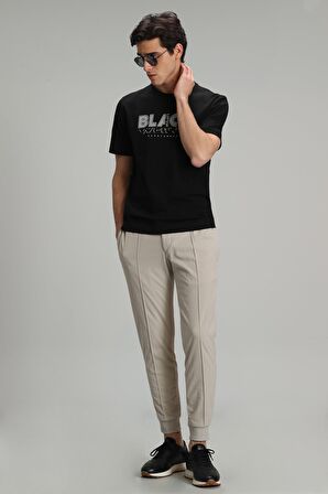 Lufian Erkek Tow Modern Grafik T-Shirt 627111020137 Siyah