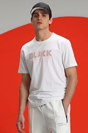 Lufian Erkek Tow Modern Grafik T-Shirt 627111020137 Beyaz