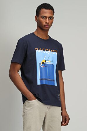 Fenza Modern Grafik T- Shirt Lacivert