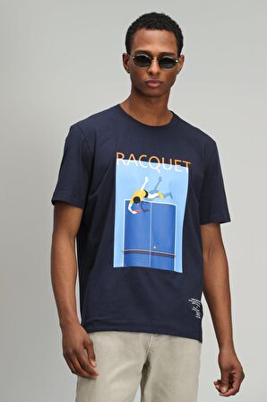 Fenza Modern Grafik T- Shirt Lacivert