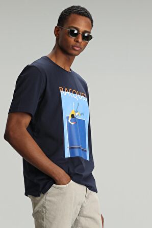 Fenza Modern Grafik T- Shirt Lacivert