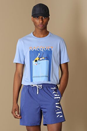 Fenza Modern Grafik T- Shirt Mavi