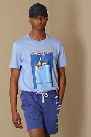 Fenza Modern Grafik T- Shirt Mavi