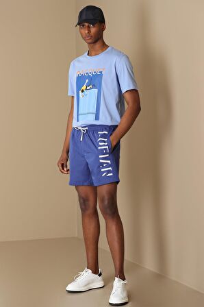 Fenza Modern Grafik T- Shirt Mavi