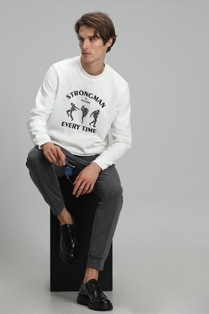 Edwın Erkek Sweatshirt Kırık Beyaz