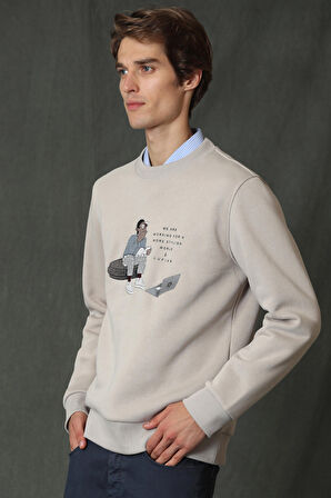 Lufian Erkek Donovan Sweatshirt 627112030078 Bej