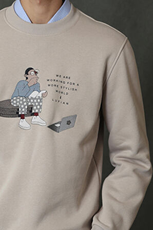 Lufian Erkek Donovan Sweatshirt 627112030078 Bej