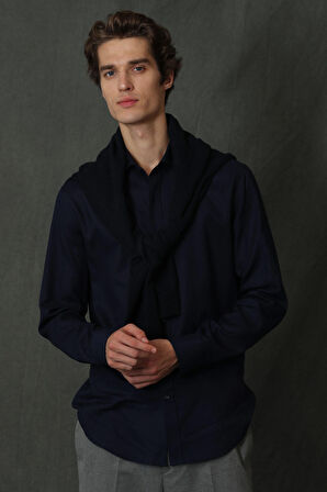 Vıana Erkek Basic Gömlek Comfort Slim Fit Lacivert