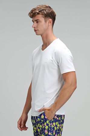 Lufian Erkek Tuna Modern Grafik T-Shirt 627111020145 Beyaz
