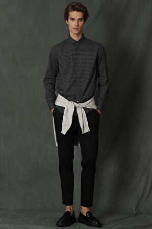 Lufian Erkek Felıx Basic Comfort Slim Fit Gömlek 627112010582 Siyah