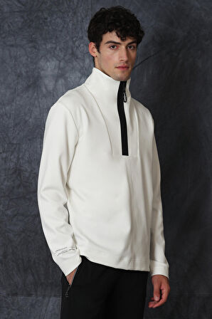 Lufian Erkek Mark Sweatshirt 627112030088 Ekru