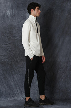 Lufian Erkek Mark Sweatshirt 627112030088 Ekru