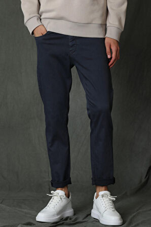 Lufian Erkek Helt Smart Chino Slim Fit Pantolon 627112190262 Lacivert