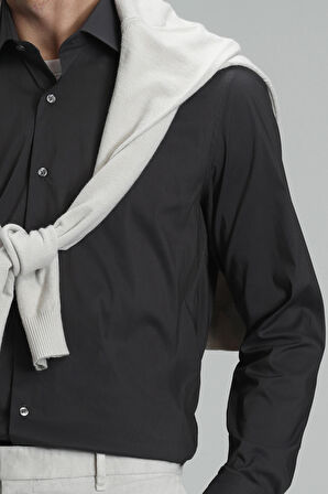 Austın Erkek Basic Gömlek Slim Fit Antrasit
