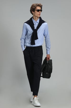 Fore Erkek Basic Gömlek Slim Fit Mavi