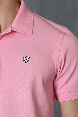 Laon Spor Polo Yaka Erkek Tişört Pembe