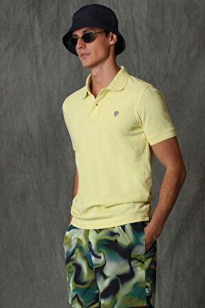 Laon Spor Polo Yaka Erkek Tişört Sarı