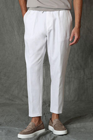 Leo Smart Erkek Chino Pantolon Tailored Fit Beyaz