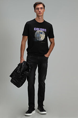 Ash Modern Grafik T- Shirt Siyah