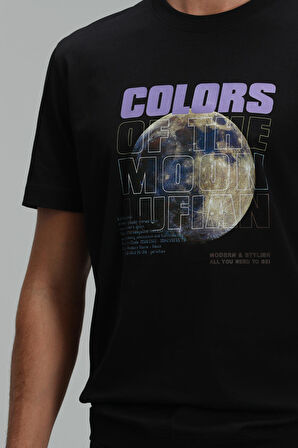 Ash Modern Grafik T- Shirt Siyah