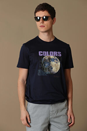 Ash Modern Grafik T- Shirt Lacivert