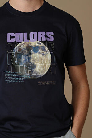 Ash Modern Grafik T- Shirt Lacivert