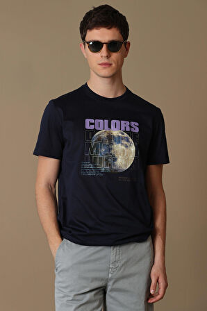 Ash Modern Grafik T- Shirt Lacivert