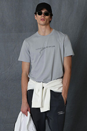 Stewart Modern Grafik T- Shirt Gri