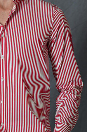 Made Erkek Smart Gömlek Slim Fit Kırmızı