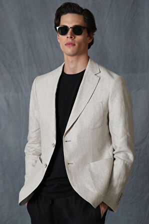Kevın Spor Erkek Blazer Ceket Slim Fit Bej