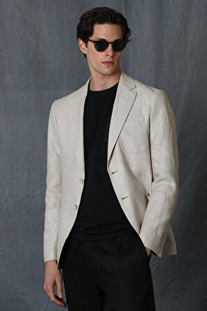 Kevın Spor Erkek Blazer Ceket Slim Fit Bej
