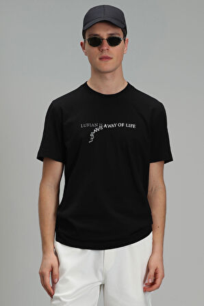 Stewart Modern Grafik T- Shirt Siyah