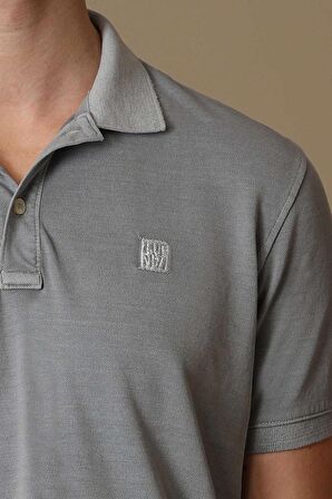 Lufian Erkek Vernon Spor Polo Yaka T-Shirt 111040121 Koyu Gri