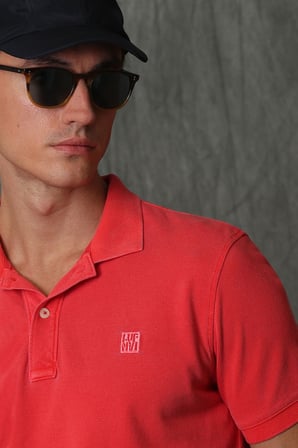 Vernon Spor Polo Yaka Erkek Tişört Mercan