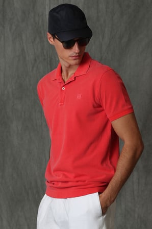 Vernon Spor Polo Yaka Erkek Tişört Mercan