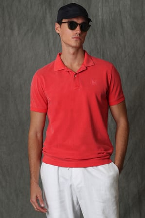 Vernon Spor Polo Yaka Erkek Tişört Mercan